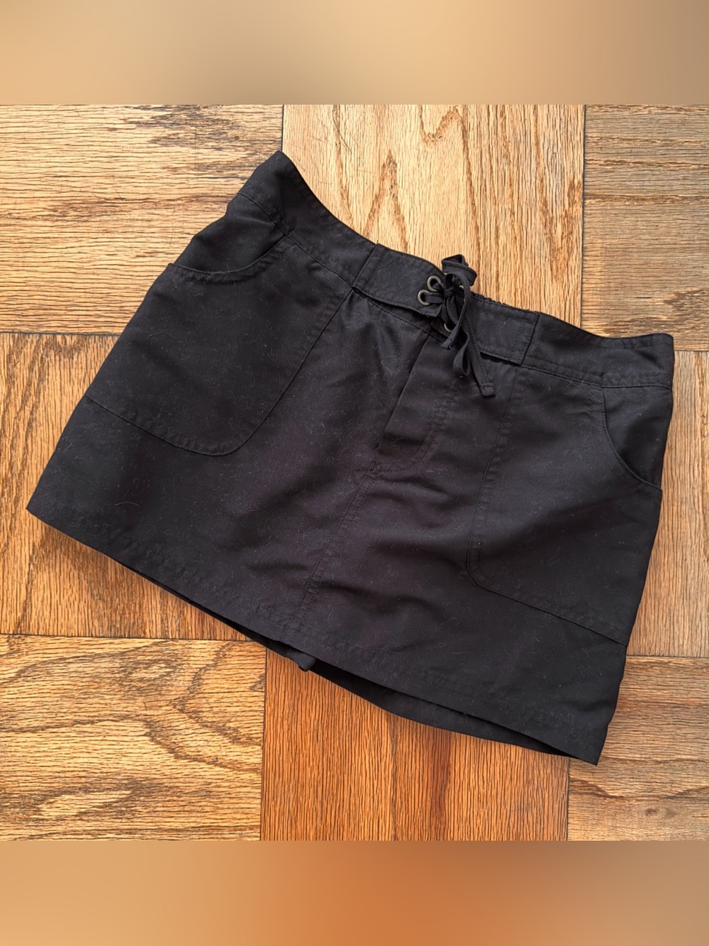 Women's Black Drawstring Swim Skort